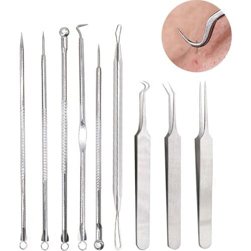 3/4/7Pcs Blackhead Comedone Pimple Nose Acne Extractor Remover Tool Set Blackheads Pimples Remover Tool Spoon for Face Cleaning