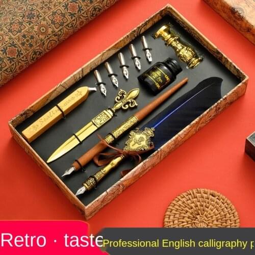 Vintage Seal Feather Pen Set Business Gift Craft Supplies Crafts Companion Stamps and Dies Handmade by Stamp Wax Stamp