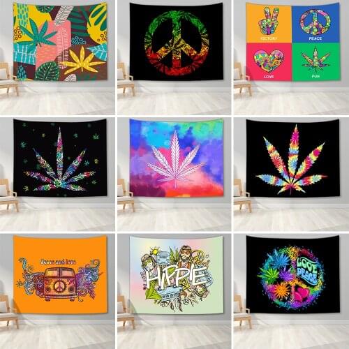 Hippie Tapestry Peace and Love Wall Tapestry Colorful Leaves Tapestry Trippy Tapestry Decorative Art Tapestry Wall Hanging Decor