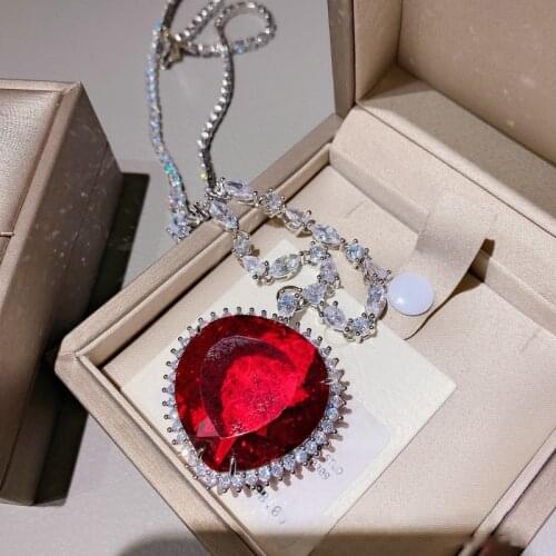 Big Bling Single Heart Cubic Zircon Chain with Crystal Necklace for Women 925 Silver Fashion Necklace Luxury Fine Jewelry