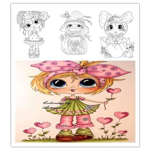 Cartoon girl Transparent Klare stempel und schneiden stirbt DIY Silikon Dichtungen Scrapbooking/Karte, Der/Fotoalbum Dekoration