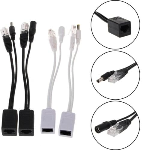 RJ45 Injector POE Splitter Adapter Cable Kit Passive Power Over Ethernet 12-48V RJ45 Female to RJ45 Male + Power Out