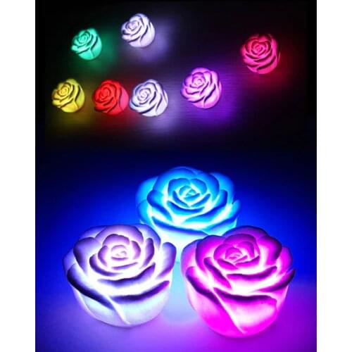 LED Romantic Rose Flower Colorful Changed Light Lamp Glow in the Dark Kids Toy Xmas Gift Home Party Decor Light Lamp Night Light