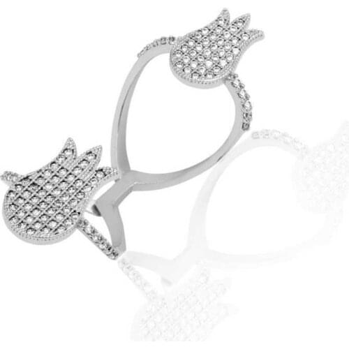 Silver Two Tulip Lady Ring