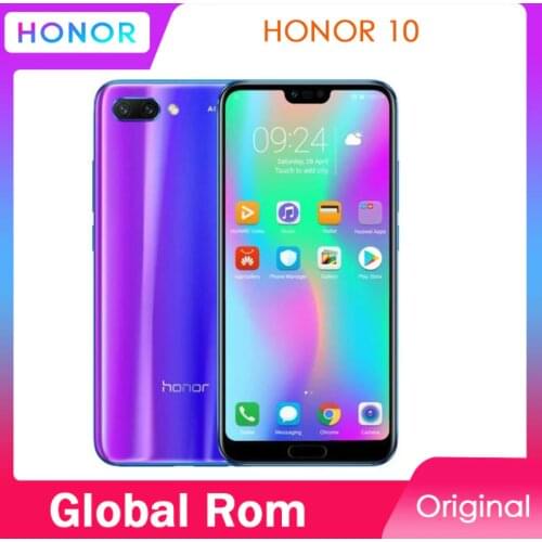 New arrival Honor 10 5.84 inch 2280x1080p Honor10 screen Mobile Phone Octa Core face ID NFC android 8.1 3400mAh battery