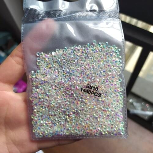 Super Gliter 1440pcs SS3-SS30 Nail Crystals Rhinestones for Nails Flatback Nail Art Decorations Glass Gems Stones Half-beads 3D