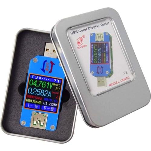 UM25 UM25C USB Display Tester 2.0 Type-C LCD Display Tester Voltmeter Ammeter Voltage Measure Resistance Test Tool