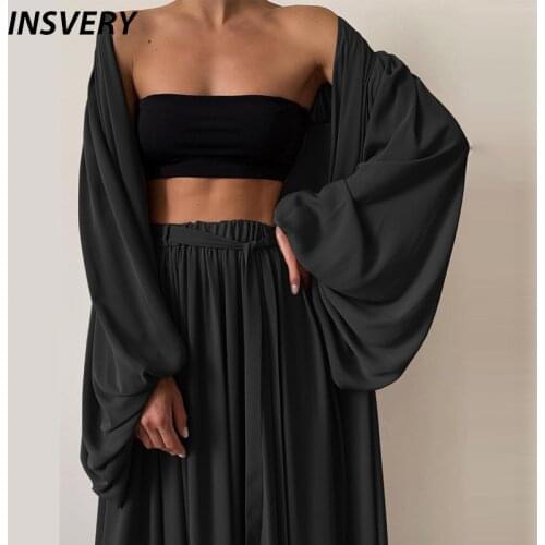 Spring Soft Women Three Piece Set Fashion Wrap Cardigan Tops And High Waist Pants Suit Female Casual Simple Tracksuits Homewear