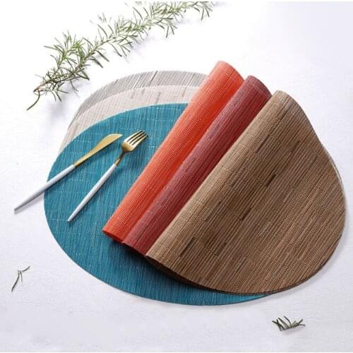 Japanese Bamboo Grain Mat PVC Mat Elliptic xi can dian Placemat for Dining Table and Kitchen Accessories coasters