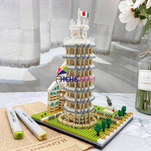 YZ066 Tower of Pisa Block World Famous Architecture Model DIY Mini Diamond Blocks Bricks Building Toy for Children No Box