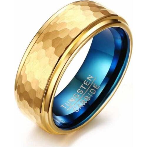 Gold 8MM Exquisite Tungsten Carbide Men Ring Europe America Wedding Band Engagement Jewelry Valentine Gift Male Bijoux