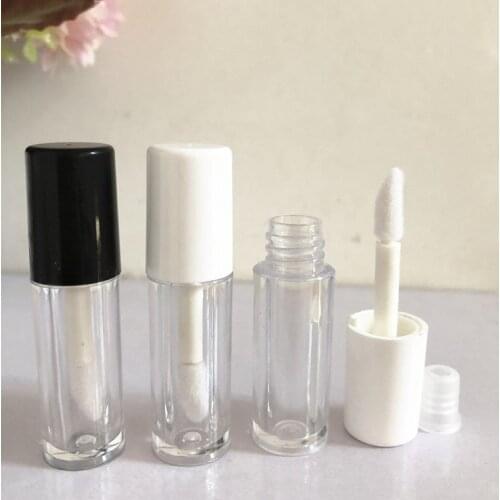 0.8ML 50pcs 100pcs White Cap Empty Mini Lip Gloss Tube, Small Liquid Lipstick Refillable Sample Bottle, Plastic Lipgloss Package