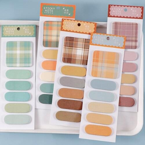 1PCS Cartoon Lattice Tearable Notepad Message Sticky Notes Pagination Index Sticker Stationery Child Gift Office&School Supplies