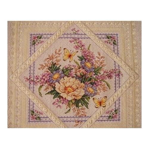 14/16/18/28 Cross Stitch Kits Square Flowers Elegant Plain Hemp Color Paintings on Needlework Sets Embroidery