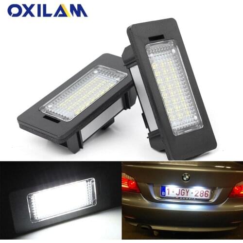 2Pcs No Error LED License Number Plate Light For BMW E90 E92 E93 2008 2009 2010 2011 2012 E60 2010-2006 X5 E70 E82 Auto Lamp