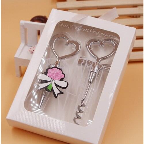 200pcs=100pairs Wine Bottle opener Heart Shaped Great Combination Corkscrew and Stopper Sets Wedding Faovrs Gift lin2666