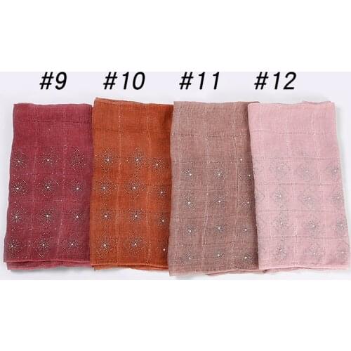 Wholesale shawls islamic vintage head summer muslim women viscose Cotton hijab scarf diamonds glitter femme scarf 10pc/lot