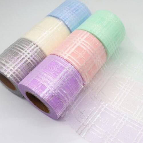 25Yards/roll 6CM Width Lattice Tulle Roll Organza Baby Shower Party Supplies DIY Hair Bows Handmade Materials