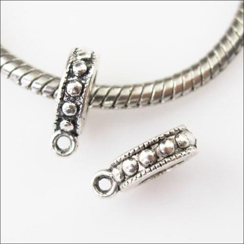 30 New Tiny Tibetan Silver Bail Bead Fit Bracelet Chrams Connectors 10x13mm