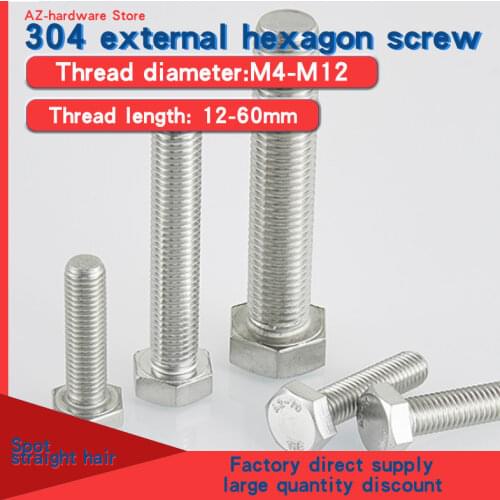 DIN933 304 stainless steel reverse external hexagon screw left turn / reverse thread / reverse external hexagon M6-M12 5PCS