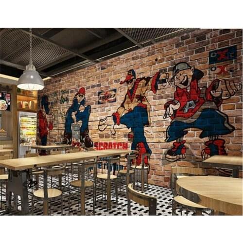 3D abstract European graffiti photo mural retro character brick wall wallpaper restaurant cafe living room wall art decoration