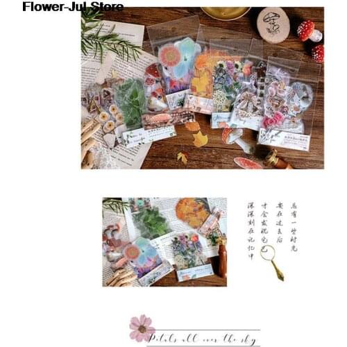 40sheets Plant Flowers Mini Scrapbooking Stickers Aesthetic Paper Sticker Flakes Stationary Office Accessorie Art Supplie