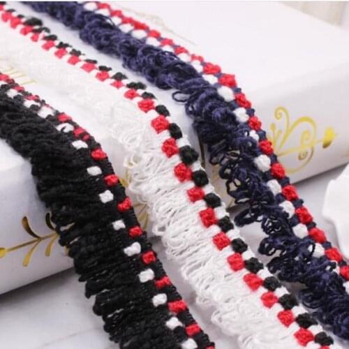 45Yards Ethnic Navy Blue Tassel Lace Fringe Trims Ribbon Korean Jacquard Webbing DIY Handmade Sewing Curtains Hats Accessories