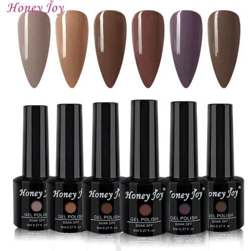 8ml Dark Brown Coffe Colors Varnish Gel Nail Polish Kit Set Soak Off UV LED Gel Nail Lacquer Nail Art Manicure Pedicure Gel-A