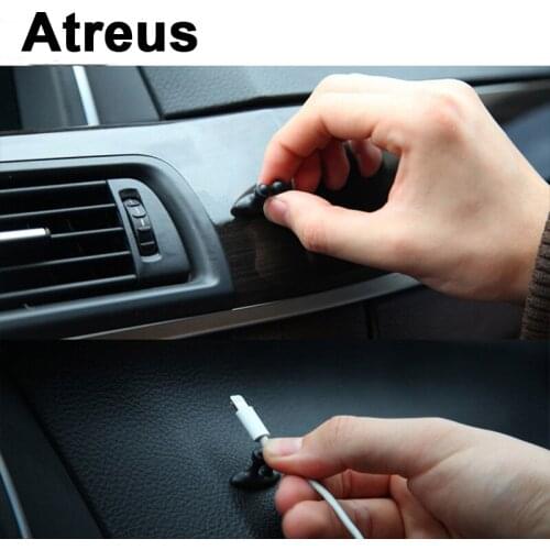 Atreus 8pcs For BMW e46 e39 e36 Audi a4 b6 a3 a6 c5 Renault duster Lada granta Car Tidy Charging Cable Wire Clip Holder Stickers