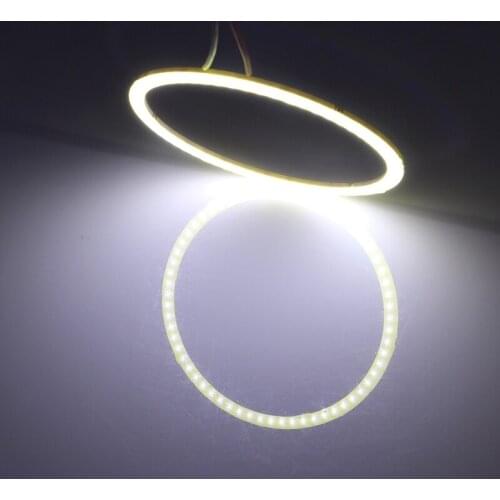 Car Headlight 80mm 5W 180LM Angel Eyes Circles car headlights White Blue Light COB LED Lights for Vehicles DC 12-24V