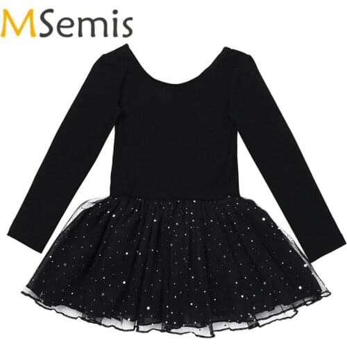 Girls Ballet Dress Gymnastic Swimsuit Gymnastics Leotard for Girls Ballerina Dress Long Sleeves Shiny Mesh Ballet Dance Leotard