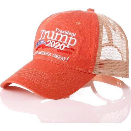 Embroidered Mesh Baseball Cap Unisex Casual Washed Election Donald Black Headwear Hat Us And Sports 2020 Orange Trump Campa R4A1