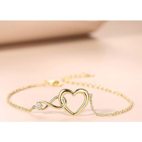 INS Heart Charms Bracelets Bangles For Women Crystal Rose Gold Korean Style Friendship Bracelets Gift For Girls Jewelry H058