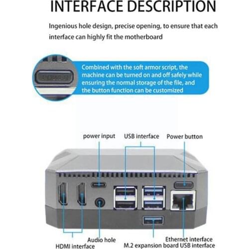 Argon One M.2 Case For Raspberry Pi 4 Model B M.2 Board 3.0 SSD SATA UASP Fan USB Aluminum to Built-in Case Support J4L5