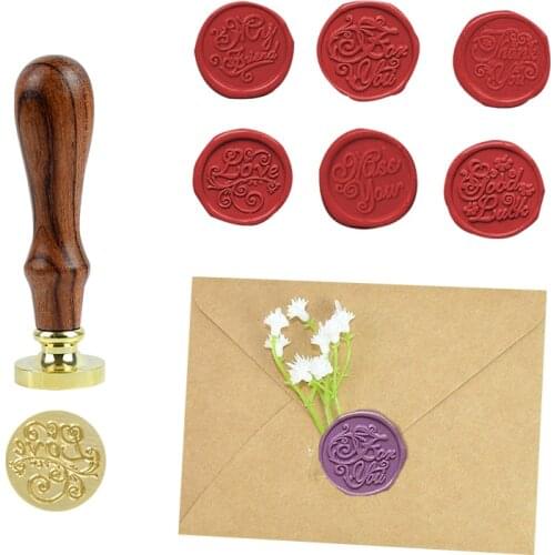 1PC Retro Wax Seal Stamp Thank you Wood Stamp Sealing Scapbooking Decorative Stamp Invitation Gift Cards Sealing Stamp