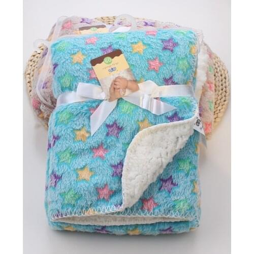 Baby Blanket Coral Fleece Cartoon Double Layer Receiving Swaddle Envelope Stroller Wrap For Bebe Bedding Blankets Set