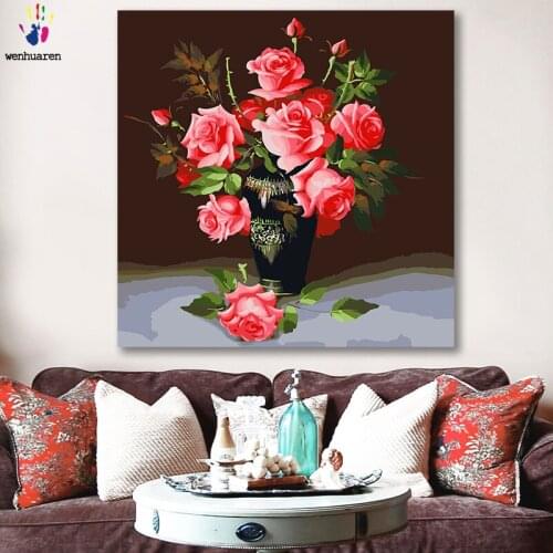 DIY colorings pictures by numbers with colors Love rose flower arrangement picture drawing painting by numbers framed Home