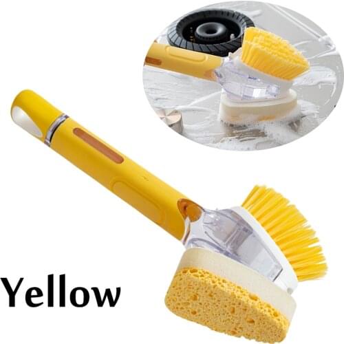 Double Side Cleaning Brush With Automatic Liquid Addition Long-Handled Double-Headed Pot Washing And Bowl Kitchen Cleaning Brush