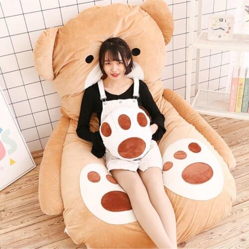 Fancytrader Lovely Cartoon Bears Beanbag Giant Soft Plush Stuffed Bed Brown Bear Tatami Sofa Mat 180cm x120cm Kids Gifts