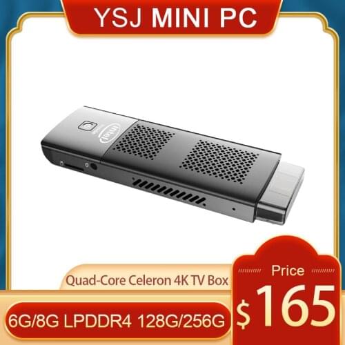 Geminilake Stick Quad-Core Celeron J4125 6G/8G LPDDR4 128G/256G Pocket Computer 2.4G/5G Wifi BT4.2 4K TV Box Windows 10 Linux
