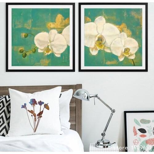 Cotton no frame pastoral butterfly orchid flowers canvas printings oil painting printed on cotton wall art decoration pictures
