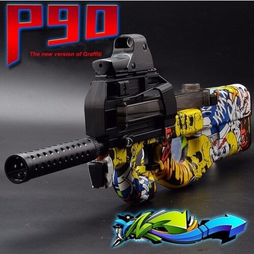 P90 Electric Auto Toy Gun Graffiti Edition Live CS Assault Snipe Weapon Water Bullet Bursts Gun Funny Outdoor Pistol Toys