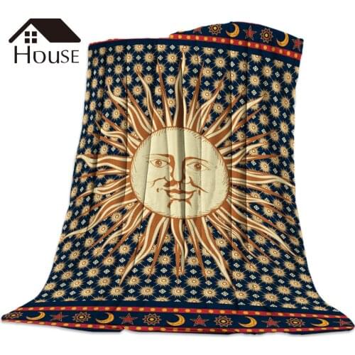 Indian Mandala Solar Celestial Body Printed Nap Blanket Soft Comfortable Velvet Plush Indian Mandala Blankets