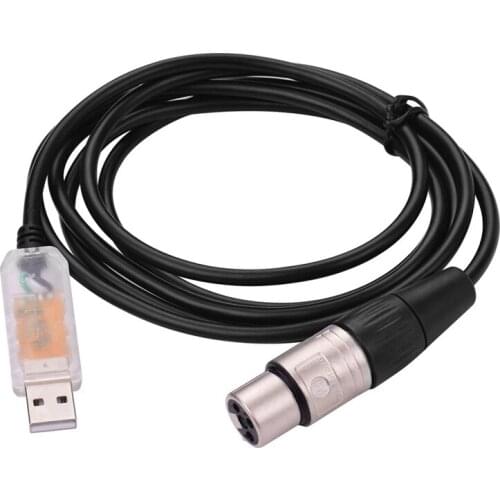 RS485 DMX512 Converter Cable USB to 3Pin XLR Female Interface to Connect Stage Lighting Equipment LED Control Cable 1.8M