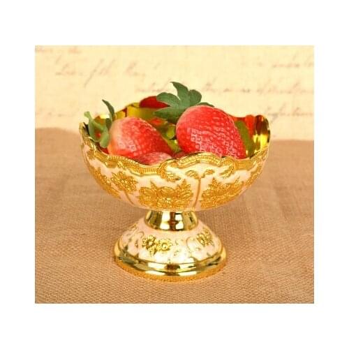 Classic wave-opening floral carved embossed alloy metal fruit bowl desk sugar storage tray decorative tray home decoration SG036