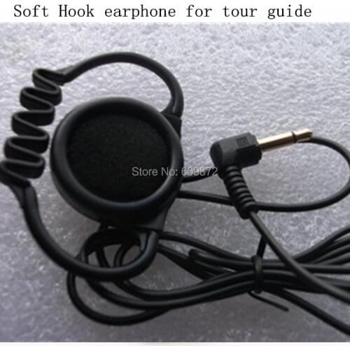 Linhuipad 100 pack of mono Hook earphone Tour guide system earpiece headsets soft rubber hook receiver earphone