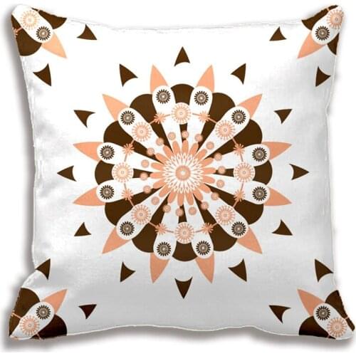 Brown Peach And White Geometric Flower Pattern Throw Pillow Decorative Cushion Cover White Pillow Case Customize Gift By Lvsure