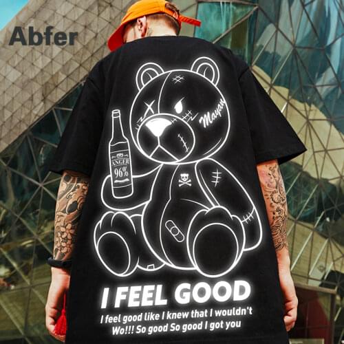 2021 Summer Short Sleeve Cartoons Tee Oversized T Shirt Men Wemen Hip Hop T- shirts Bear Printed Couple Clothes Streetwear Tops
