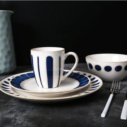 European-style Western Tableware Set European Retro Ceramic Steak Plate Household Dishes Dishes Mug Kitchen Supplies