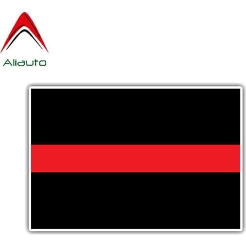 Aliauto Warning Car Sticker Red Line Firefighter Officer Accessories PVC Decal Cover Scratches for Chevrolet Opel Lada,14cm*10cm